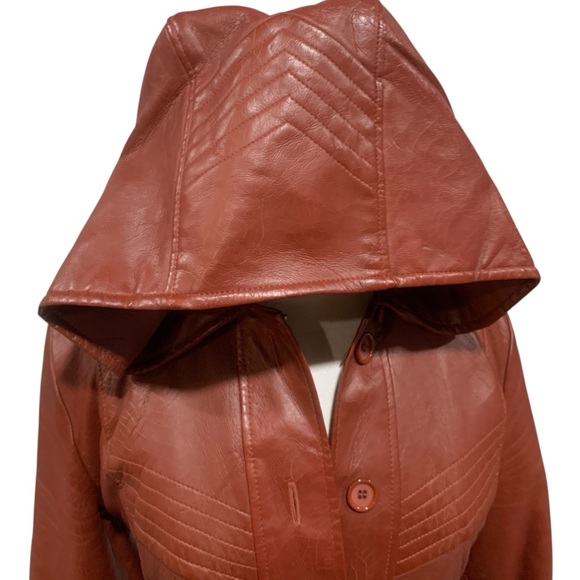 Vntg 70’s napskin trench coat with hood and belt - Picture 3 of 8